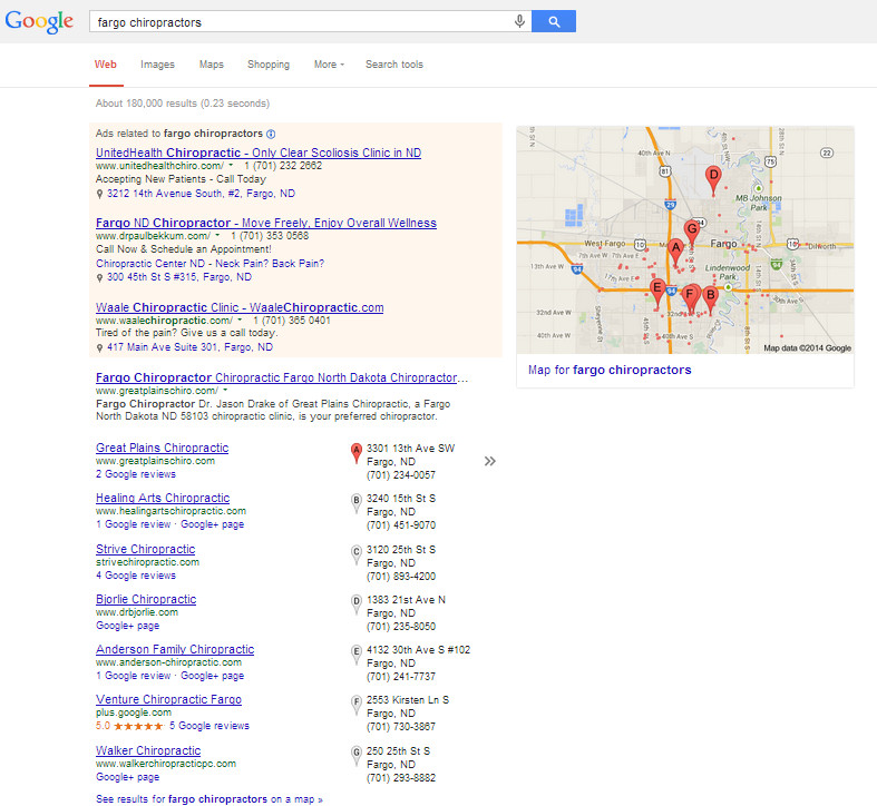 blended results from google places