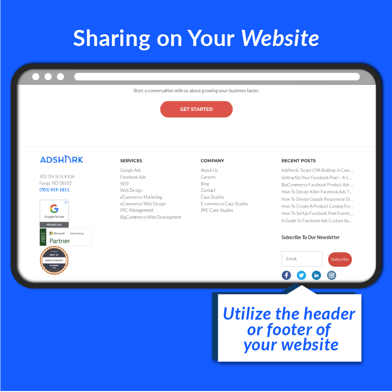 share social icons on footer