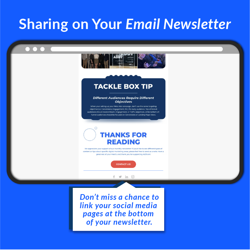 sharing social links on email newsletter