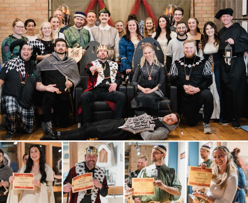 Collage of images of Adshark employees at the murder mystery party.