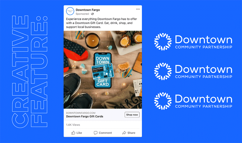 GIF of AdShark's recent ad for Fargo's Downtown Community Partnership