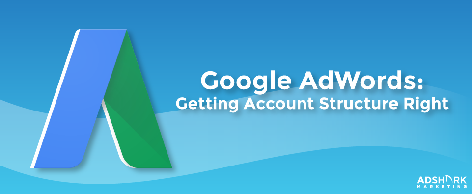 A graphic with the google plus logo and the text captions says "Google AdWords: Getting Account Structure Right."