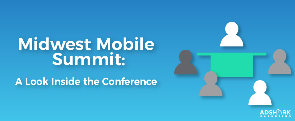 A graphic with a blue background with human icons with the text caption, "Midwest Mobile Summit: A Look Inside the Conference."