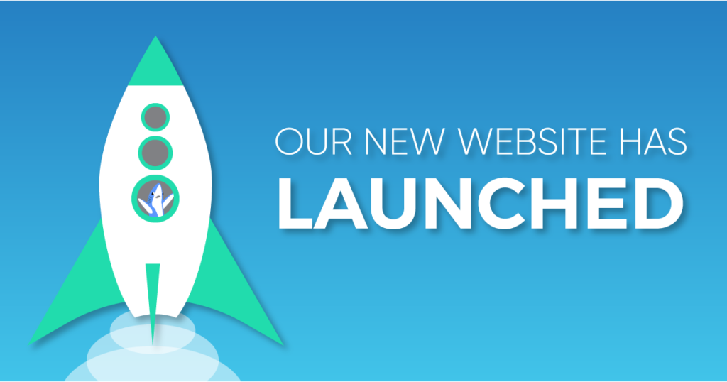 A graphic with a green and white rocket icon with the text caption, "Our New Website Has Launched."