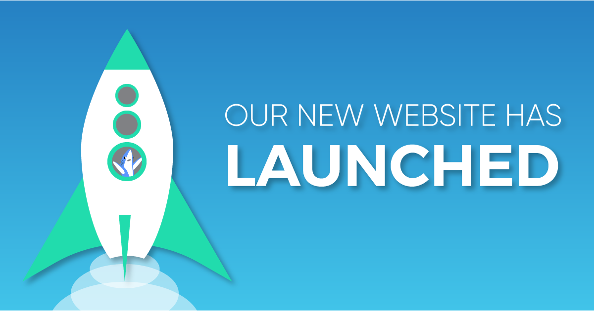 A graphic with a green and white rocket icon with the text caption, "Our New Website Has Launched."
