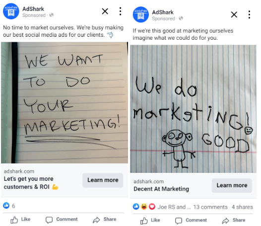 examples of facebook ads on notebook paper