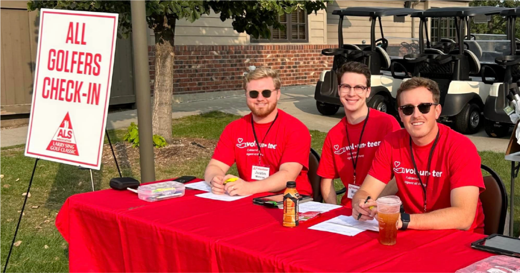 AdShark team volunteered with the ALS Association in August of 2023. From left to right: Justin Monroe, Nick Loock, Jack Yakowicz