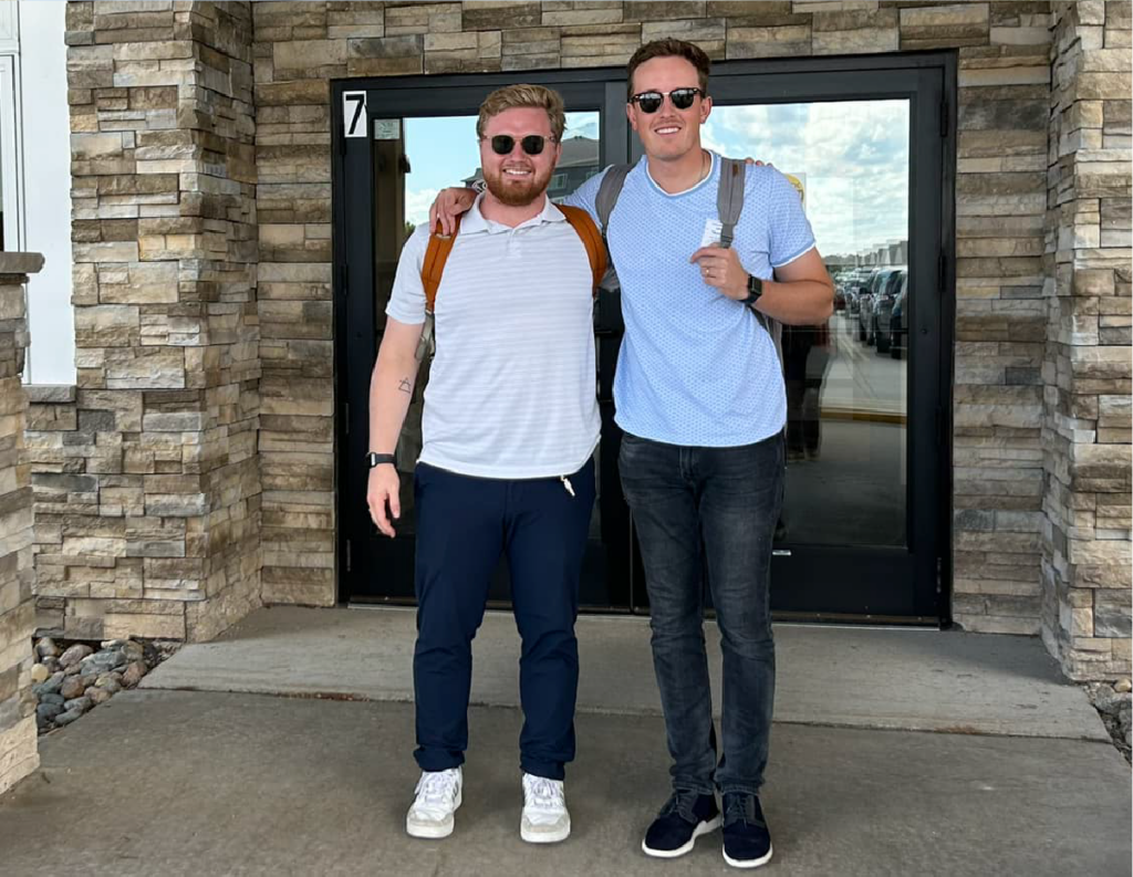 Justin Monroe and Jack Yakowicz hosted a speaking event at Eventide Senior Living to discuss digital marketing. From left to right: Justin Monroe, Jack Yakowicz