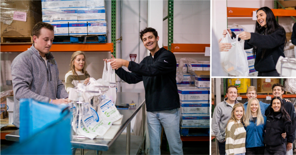 collage of images showing the adshark team volunteering at the Great Plains Food Bank