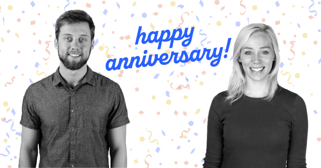 Mike Mulvaney and Whitney Jensen celebrated they work-iversaries at AdShark Marketing.