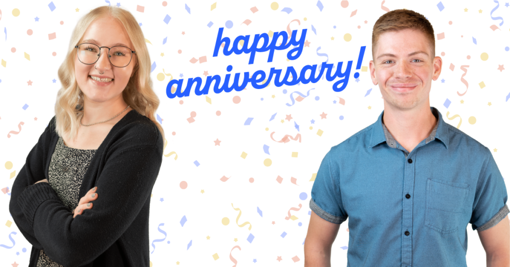 Nick Due and Christina Knutson celebrate their anniversaries working at AdShark
