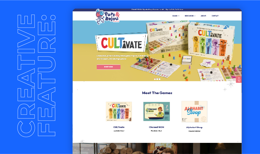 This month's creative feature is for a recent website redesign we did for the Pops & Bejou, the makers of CULTivate!