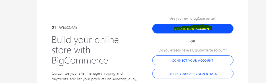 create big commerce account