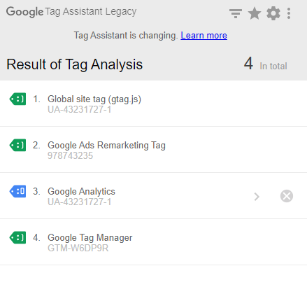 tag assistant legacy use universal analytics