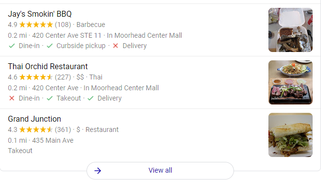 food near me google search