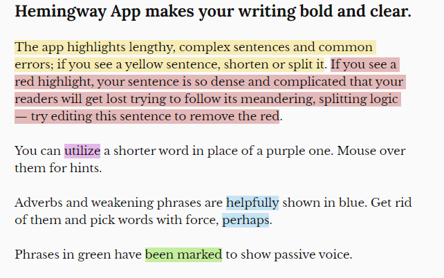 example of hemingway app being used
