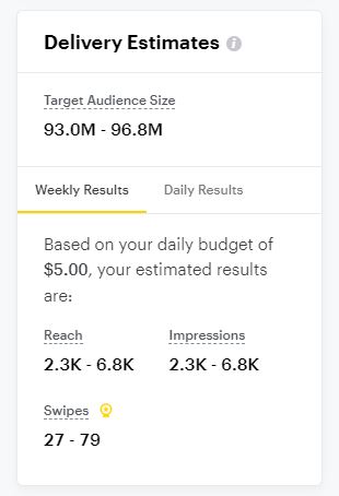 snapchat delivery estimates